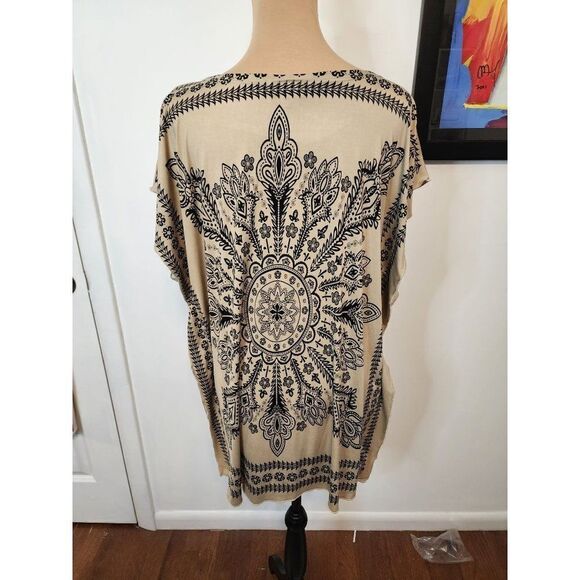 Apostrophe Small Handkerchief blouse in Tan/Black - Picture 3 of 7